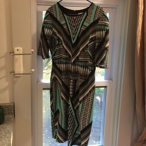 Printed Teal, Black and white dress